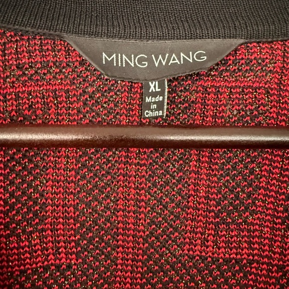 Ming Wang Red and Black Patterned Blazer - Picture 2 of 15